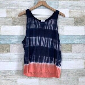 Splendid Karpaz Tie Dye Tank Top Blue Pink Shibori Supima Cotton Womens Small